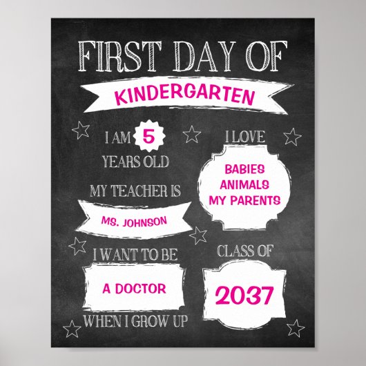 Chalkboard eerste schooldag poster (Voorkant)