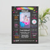 Chalkboard eerste verjaardag Mijlpalen regenboog Kaart (Staand voorkant)