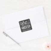Chalkboard Eet Drink en Wees getrouwd Huwelijksgun Vierkante Sticker (Envelop)