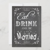Chalkboard eet Drink en wordt huwelijkshuwelijk ui Kaart (Achterkant)