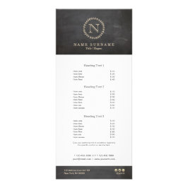 Chalkboard Elegant Chic Cream Ivory Leaf Monogram Reclamekaart