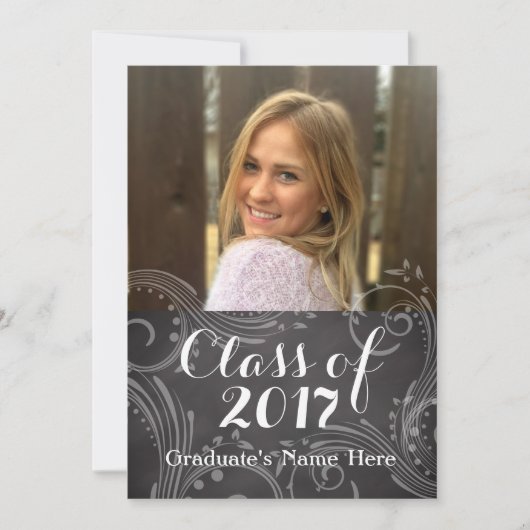 Chalkboard Elegant Class of 2016 Photo Afstuderen Kaart (Voorkant)