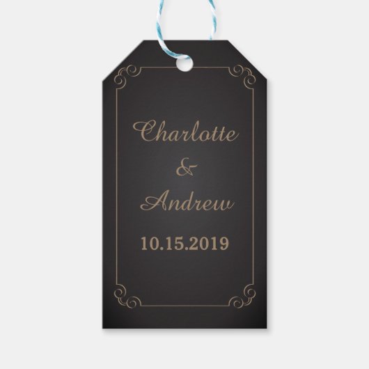 Chalkboard Elegant Lijst Wedding Gift Label Cadeaulabel (Voorkant)
