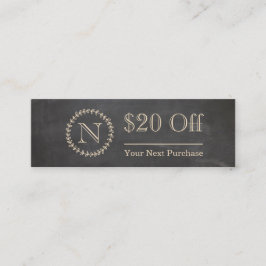 Chalkboard Elegant Monogram Mini Discount Card Mini Visitekaartje