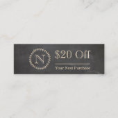 Chalkboard Elegant Monogram Mini Discount Card Mini Visitekaartje (Voorkant)