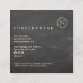 Chalkboard Elegant Monogram Square AppointmentCard Vierkante Visitekaartje (Achterkant)