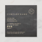 Chalkboard Elegant Monogram Square Discount Card Vierkante Visitekaartje (Achterkant)