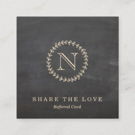 Chalkboard Elegant Monogram Square Reference Card Vierkante Visitekaartje