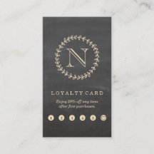 Chalkboard Elegant Monogram Vertical Loyalty Card