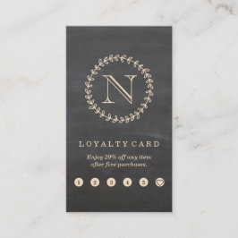 Chalkboard Elegant Monogram Vertical Loyalty Card Visitekaartje