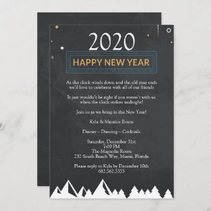 Chalkboard Elegant New Years Eve Party Kaart