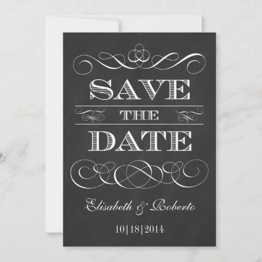 Chalkboard Elegant Old Style sparen de Datum Save The Date (Voorkant)