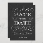 Chalkboard Elegant Old Style sparen de Datum Save The Date (Voorkant / Achterkant)