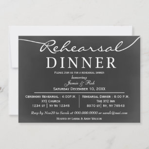 chalkboard Elegant Script Rehearsal Dinner Invitae Kaart