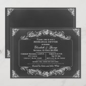 Chalkboard Elegant-scroll-repetitie voor een diner Kaart (Voorkant / Achterkant)