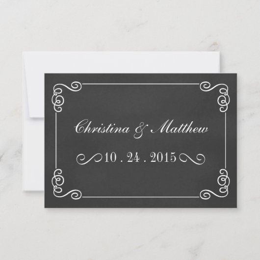 Chalkboard Elegant Wedding RSVP (Achterkant)