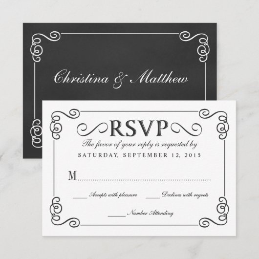 Chalkboard Elegant Wedding RSVP (Voorkant / Achterkant)