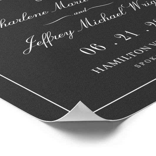  Chalkboard Elegant Wedding Welkomstteken Poster (Hoek)