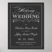  Chalkboard Elegant Wedding Welkomstteken Poster (Voorkant)