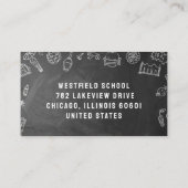 Chalkboard Elementary School Teacher Classroom Visitekaartje (Achterkant)