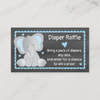 Chalkboard Elephant Baby Boy Shower Diaper Raffle
