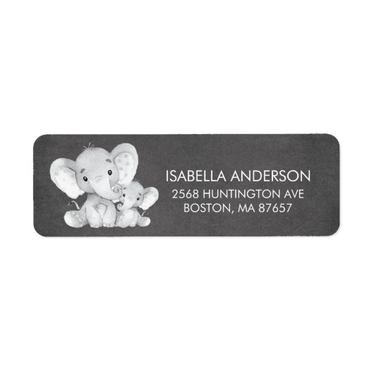 Chalkboard Elephant Baby shower Address Label (Voorkant)