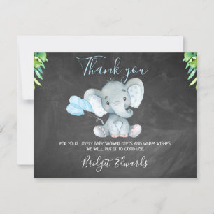 Chalkboard Elephant Baby shower Hartelijk dank Bedankkaart