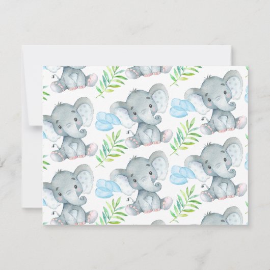 Chalkboard Elephant Baby shower Hartelijk dank Bedankkaart (Achterkant)