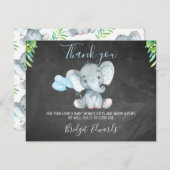Chalkboard Elephant Baby shower Hartelijk dank Bedankkaart (Voorkant / Achterkant)