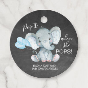 Chalkboard Elephant Baby shower Pop it Bedankjes Labels