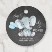 Chalkboard Elephant Baby shower Pop it Bedankjes Labels (Voorkant)