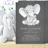 Chalkboard Elephant Neutraal Baby shower Invitatio Kaart