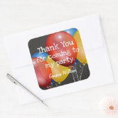 Chalkboard en Balloons Birthday Party Dank u Vierkante Sticker (Envelop)