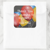 Chalkboard en Balloons Birthday Party Dank u Vierkante Sticker (Tas)