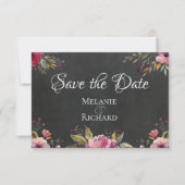 Chalkboard en Blush Floral Save the Date Card (Voorkant)