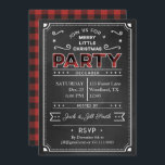 Chalkboard en Buffalo Pset met kerstfeest Uitnodig Kaart<br><div class="desc">Een achtergrond op het bord aan de voorkant met klassieke rode buffelvlecht aan de achterkant,  kan geen cozier krijgen. Eenvoudig te personaliseren met je partijgegevens.</div>