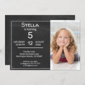 Chalkboard en foto verjaardagsfeest uitnodiging (Voorkant / Achterkant)