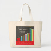 Chalkboard en gekleurde docent Pencils Grote Tote Bag (Voorkant)