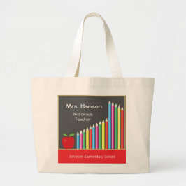 Chalkboard en gekleurde docent Pencils Grote Tote Bag
