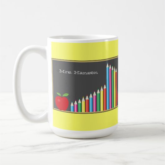 Chalkboard en gekleurde docent Pencils Koffiemok (Links)