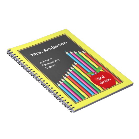 Chalkboard en gekleurde docent Pencils Notitieboek (Rechterzijde)