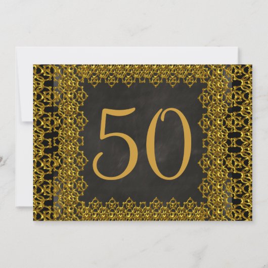Chalkboard en Gold 50th Birthday Party Chalkboard Kaart (Achterkant)