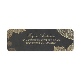Chalkboard en gouden bladeren herfst bruiloft etiket