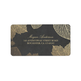 Chalkboard en gouden bladeren herfst bruiloft etiket