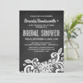 Chalkboard en kant bruids douche uitnodigingen (Staand voorkant)