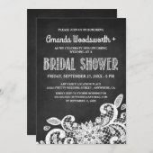 Chalkboard en kant bruids douche uitnodigingen (Voorkant / Achterkant)