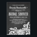 Chalkboard en kant bruids douche uitnodigingen<br><div class="desc">Chalkboard en Lace Bruids Douche Uitnodigingen - Design beschikt over een gedrukte krijtbord achtergrond met wit gedrukte bloemenkant aan de onderkant en elegante krijt geschriften. Zie het volledige overeenkomende collectie hieronder</div>