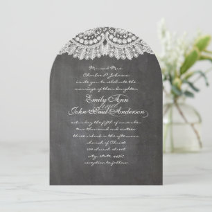 Chalkboard en Lace Elegant Wedding Invitations Kaart
