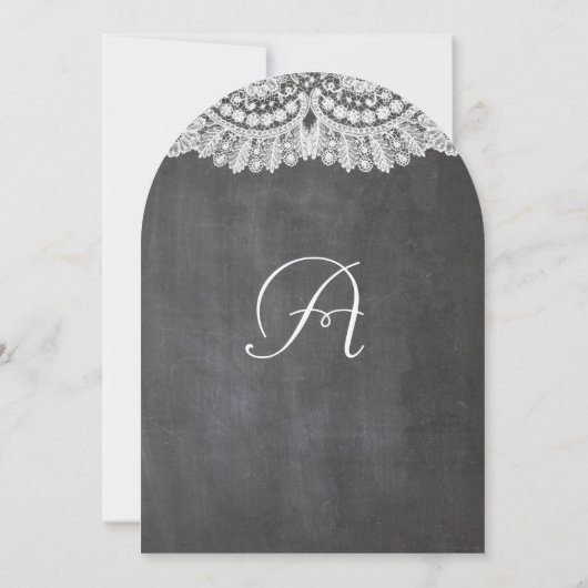 Chalkboard en Lace Elegant Wedding Invitations Kaart (Achterkant)