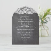Chalkboard en Lace Elegant Wedding Invitations Kaart (Staand voorkant)